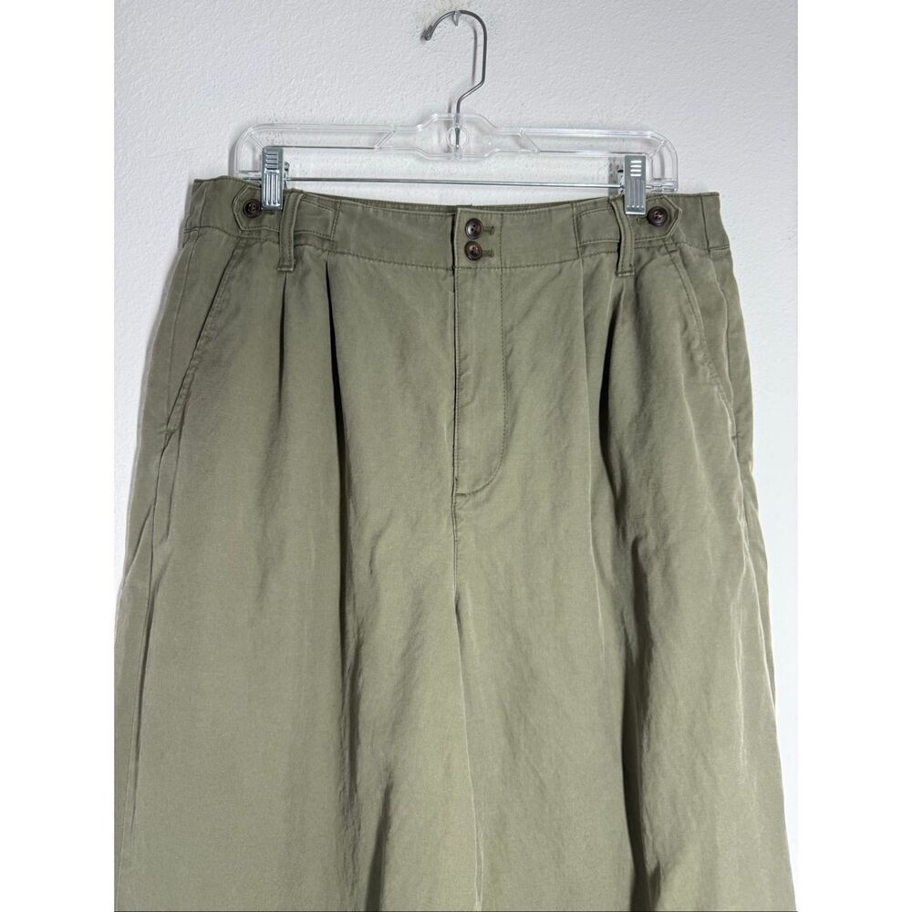 Madewell Wide Leg Crop Pants Women Size 14 Green Lyocell Linen Cotton High Rise - Picture 3 of 16